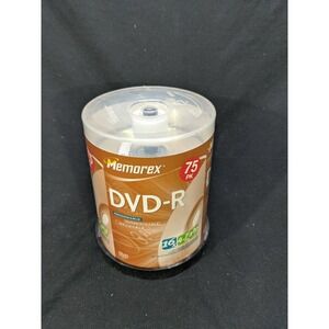 Memorex DVD-R 75-Pack Spindle 4.7GB 16X 120‎ Minutes NEW Factory Sealed